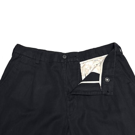 【USED】00's Caribbean Cotton Linen Two-Tuck Shorts Black