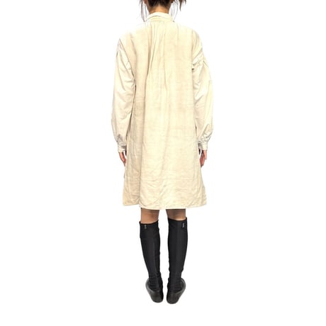 【USED】1920's French Antique Linen Pleated Smock Shirt
