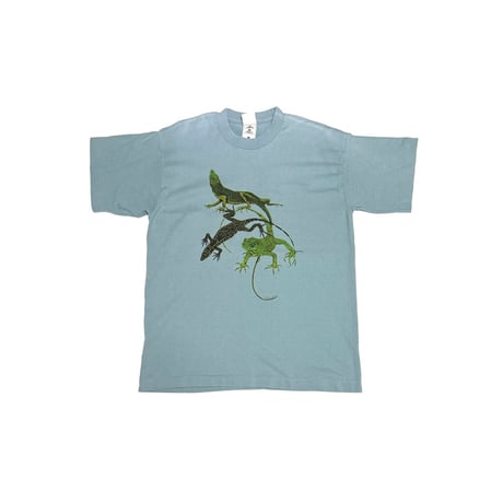 【USED】90's Lizard Graphic T-shirt Slate Blue