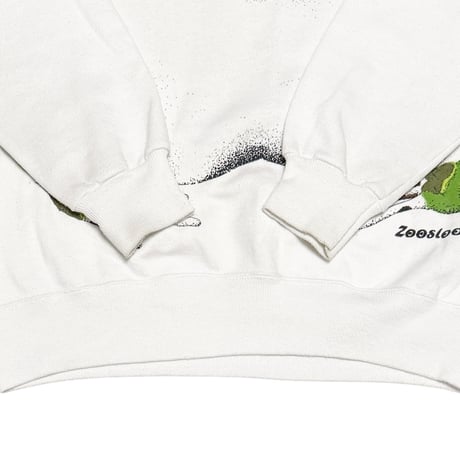 【USED】80's Zoosloose Giant Frog Double-Sided Print Sweatshirt White