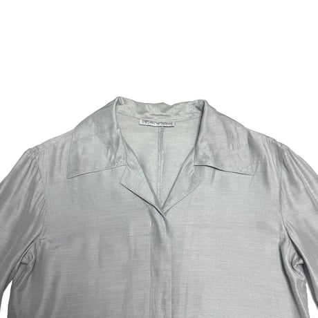 【USED】90's-00's EMPORIO ARMANI Silk-Blend Blouse Silver Grey