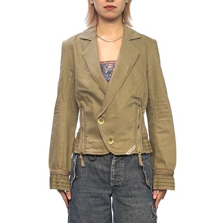 【USED】00's DIESEL Zip Design Cropped Cotton Tailored Jacket