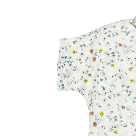 【USED】80's Euro Vintage Floral Print Half-Button Drawstring Blouse