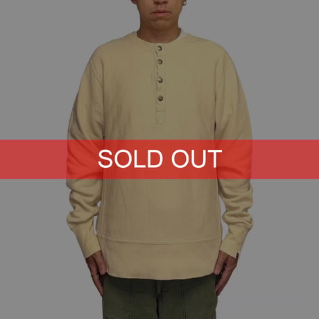 【USED】90's A BATHING APE Reverse Weave Henley Neck Sweatshirt Ivory