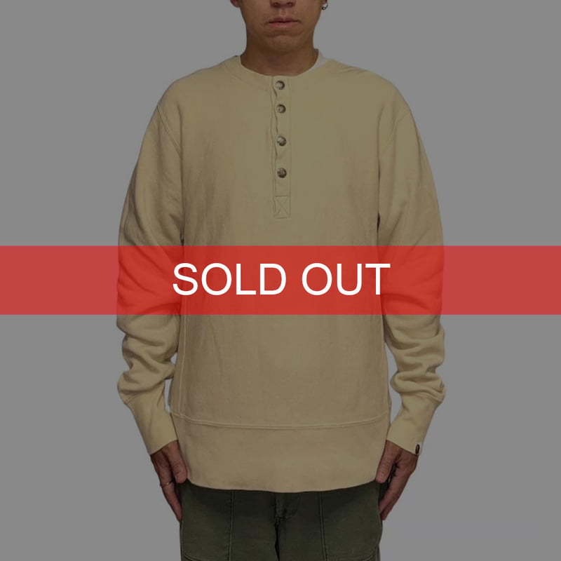 USED】90's A BATHING APE Reverse Weave Henley N