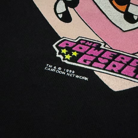 【USED】90's THE POWERPUFF GIRLS Heart Logo T-shirt Black Made in USA