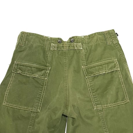 【USED】00's DOLCE & GABBANA Olive Green Wide-Leg Work Pants with Contrast Stitching