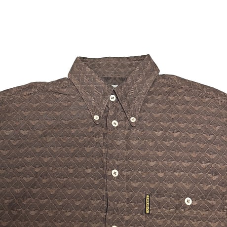 【USED】90's ARMANI JEANS Jacquard Woven All-Over Icon Pattern Button-Down Shirt