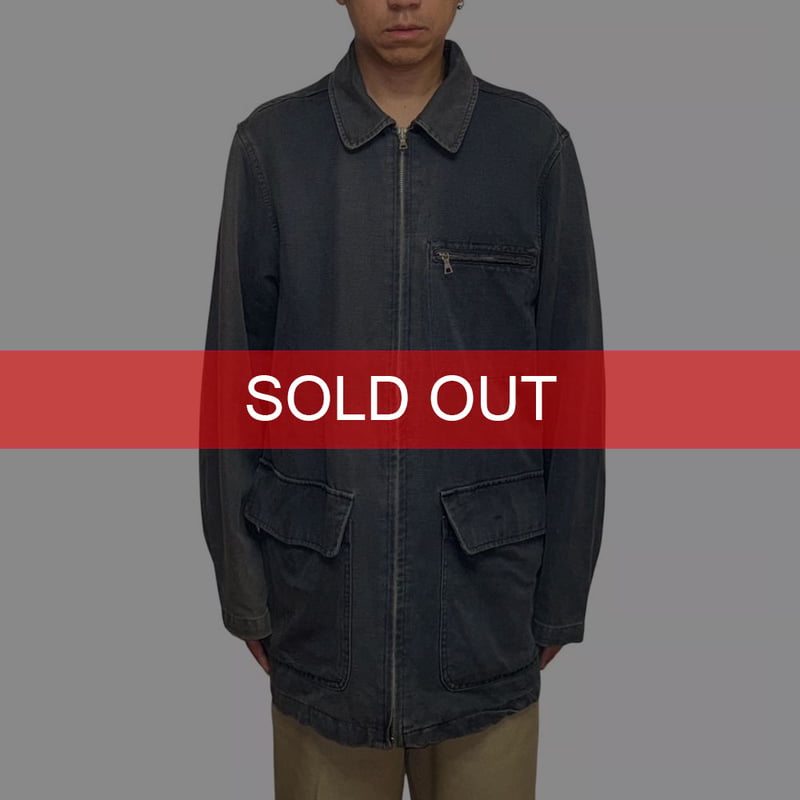 USED】90's DKNY Linen Blend Faded Zip Coverall