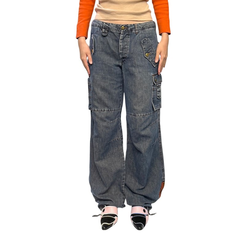 90s00sPOLO JEANS デニムカーゴパンツ ミリタリーテイスト 希少 USED】90's JPG. JEANS BY GAULTIER Y2K Multi Poc