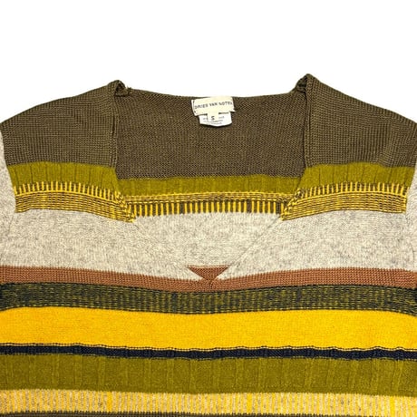 【USED】90's DRIES VAN NOTEN Multi Panel V-Neck Wool Knit