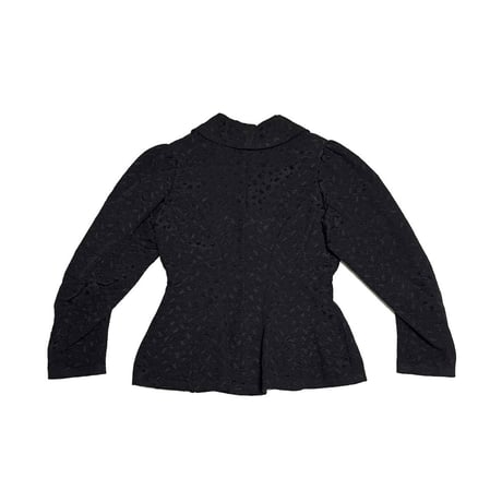 【USED】c.1900 French Vintage Black Jacquard Peplum Jacket