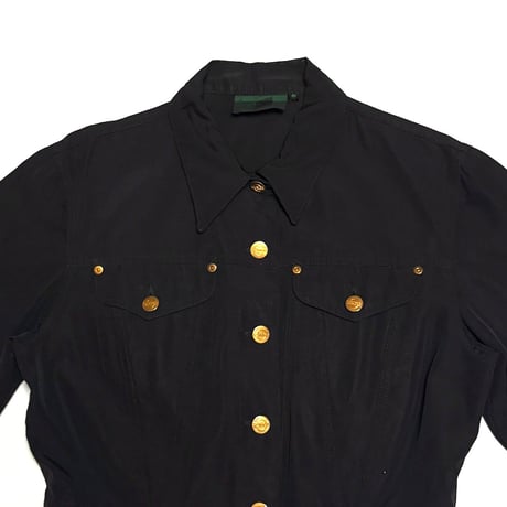 【USED】90's JUNIOR GAULTIER Peplum Trucker Jacket Black