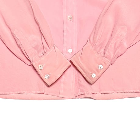 【USED】70's-80's SAINT LAURENT rive gauche Silk Puff Sleeve Blouse Pink