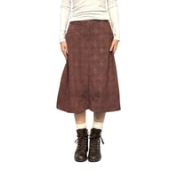 【USED】80's LANVIN PARIS Glen Check Wool Panel Skirt Brown