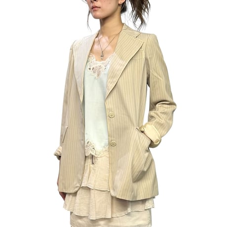 【USED】70's TED LAPIDUS Pinstripe Tailored Jacket Ivory