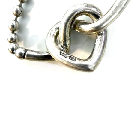 【USED】Vintage 925 Sterling Silver Heart Knot Ball Chain Necklace