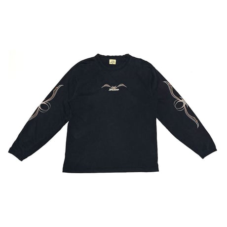 【USED】00's PIKO Pinstripe Graphic L/S T-shirt Black