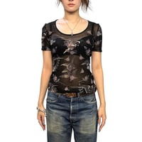 【USED】00's HARLEY-DAVIDSON Tattoo Graphic Power Net T-shirt Made in USA
