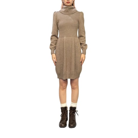 【USED】00's MOSCHINO CHEAP AND CHIC Virgin Wool Turtleneck Knit Dress