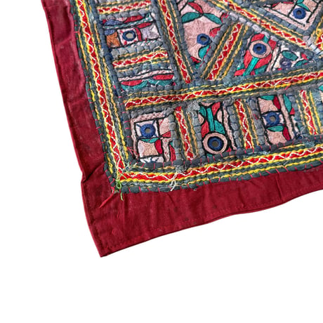【USED】70's-80's Vintage Kutch Patchwork Mirror Embroidery Tapestry, Gujarat, India