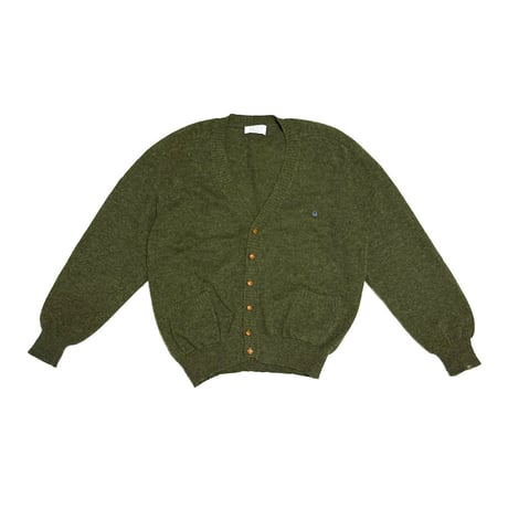 【USED】90's UNITED COLORS OF BENETTON Shetland Wool Cardigan with Leather Buttons