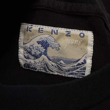 【USED】90's KENZO Jeans Snakehead Fish Print T-shirt Black