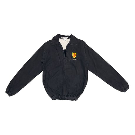 【USED】90's PLUNKETT Embroidered Cotton Drill School Top Made in UK