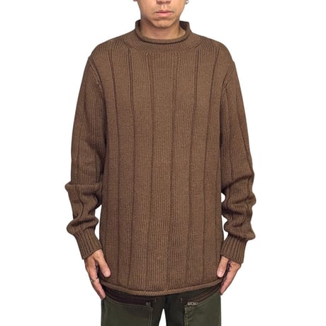 【USED】00's J.CREW ALWAYS Roll Neck Cotton Knit Sweater Brown