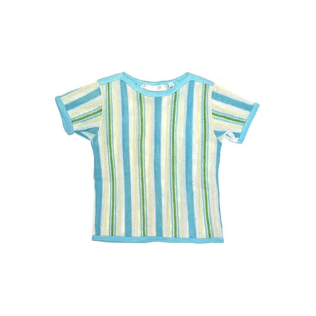 【USED】80's TRICOTEX Multi Striped Mesh T-shirt Made in Hungary