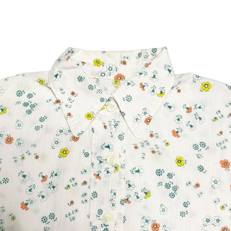 【USED】80's Euro Vintage Floral Print Half-Button Drawstring Blouse