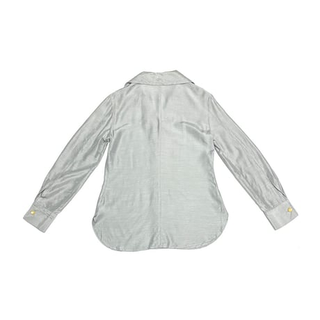【USED】90's-00's EMPORIO ARMANI Silk-Blend Blouse Silver Grey