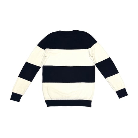 【USED】2010's DIESEL Italian Yarn Wide Stripe Pile Knit Sweater Black × Ivory Size:M