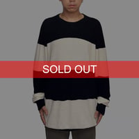 【USED】2010's DIESEL Italian Yarn Wide Stripe Pile Knit Sweater Black × Ivory Size:XL