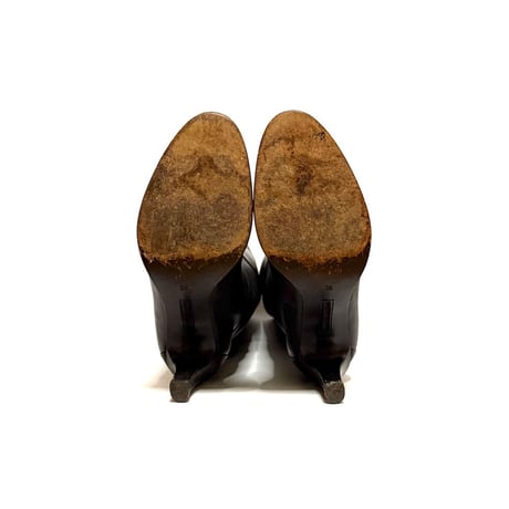 【USED】90's Veronique Branquinho Leather High Heel Long Boots Black