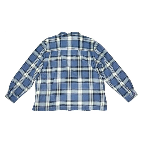 【USED】90's CLASSICS BY JANTZEN Blue Plaid Zip-Up Flannel Shirt