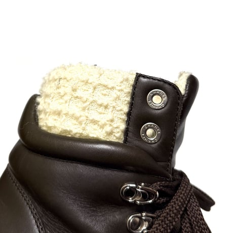 【USED】CHANEL 2015AW Wool Tweed Paneled Lace-Up Leather Short Boots