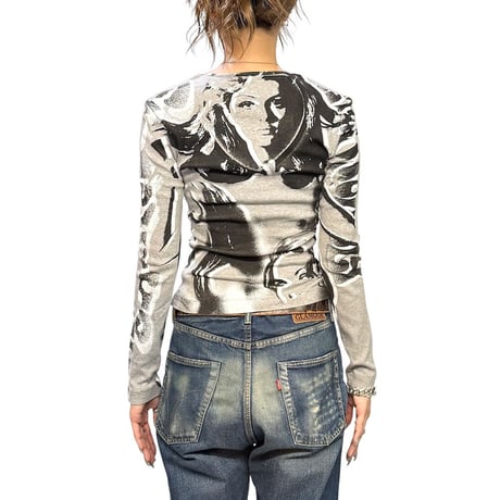 【USED】00's MISS SIXTY Hippie Girl All-Over Graphic Long Sleeve T-shirt