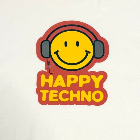 【USED】90's HAPPY TECHNO Smiley Face Print T-shirt