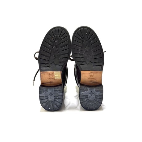 【USED】CHANEL 2015AW Wool Tweed Paneled Lace-Up Leather Short Boots