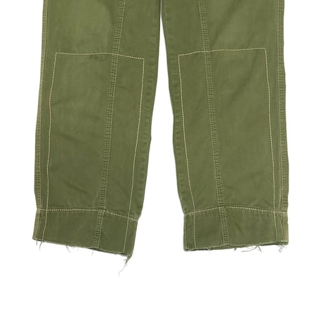 【USED】00's DOLCE & GABBANA Olive Green Wide-Leg Work Pants with Contrast Stitching