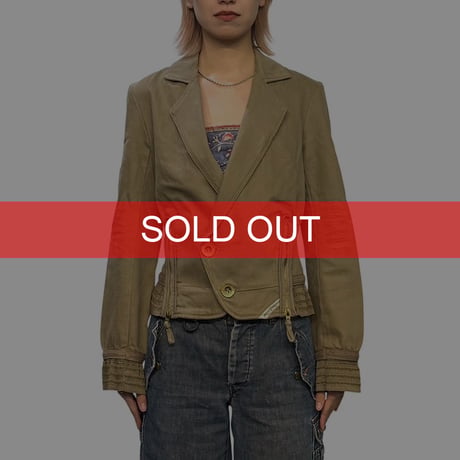 【USED】00's DIESEL Zip Design Cropped Cotton Tailored Jacket