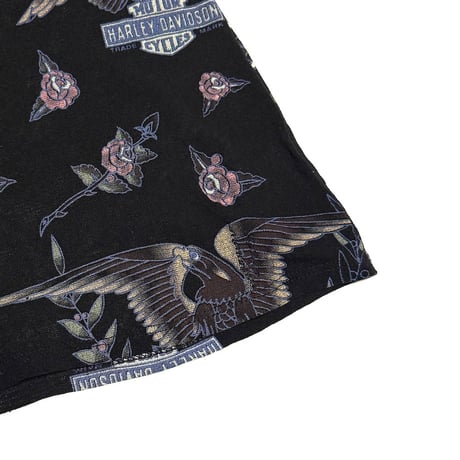 【USED】00's HARLEY-DAVIDSON Tattoo Graphic Power Net T-shirt Made in USA
