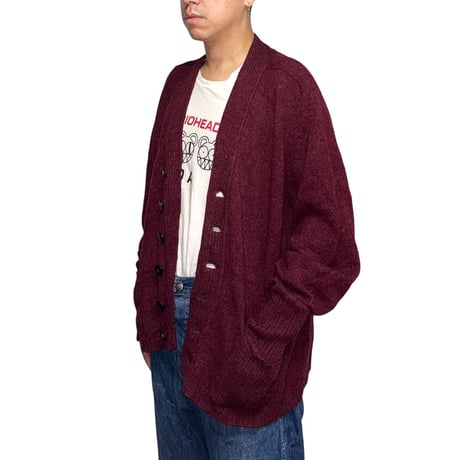 【USED】70's Simpsons HUNT CLUB Shetland Wool Cardigan Burgundy