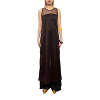 【USED】90's DKNY Sheer Mesh Sleeveless Long Dress Brown