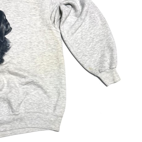 【USED】90's Robert J. May Black Labrador Retriever Art Sweatshirt Gray