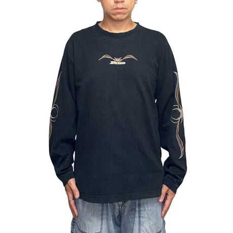 【USED】00's PIKO Pinstripe Graphic L/S T-shirt Black