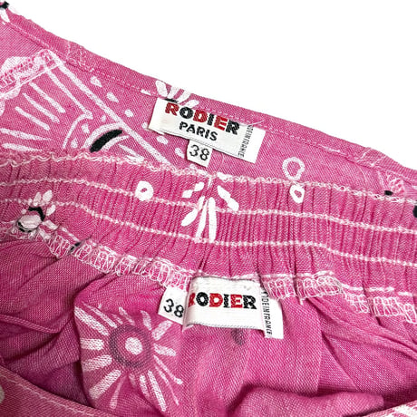 【USED】80's RODIER PARIS Bandana Print Top & Long Skirt Set
