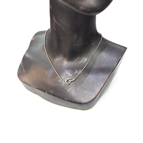 【USED】Vintage 925 Sterling Silver Heart Knot Ball Chain Necklace