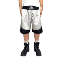 【USED】00's adidas Satin Boxing Shorts Silver × Black